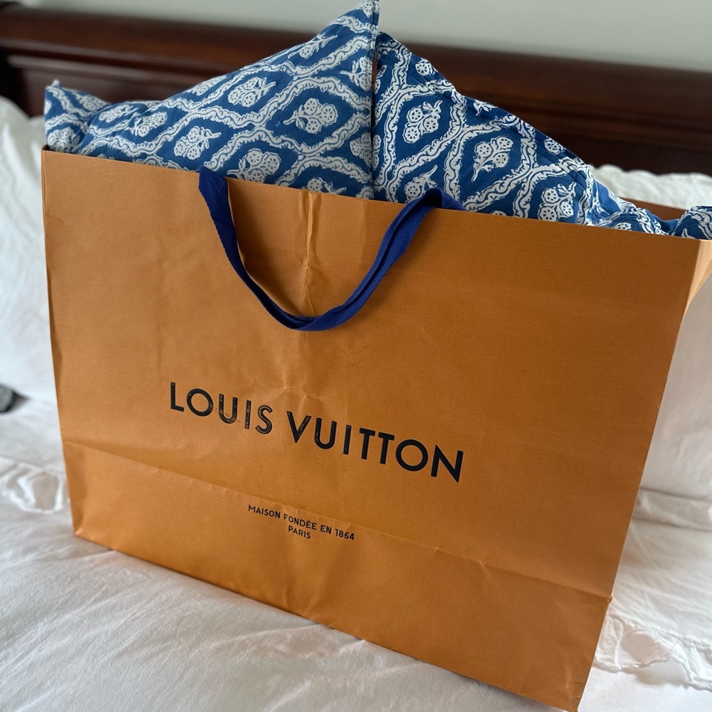 XXL Louis Vuitton Shopping Bag with Navy Handles